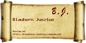 Blauhorn Jusztus névjegykártya